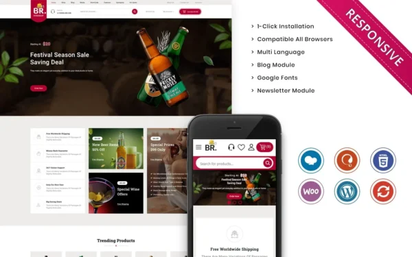 BRwinebar Wine and Winery Responsive Woocommerce Temasi