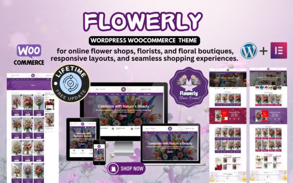 Flowerly Flower Store Elementor WooCommerce Responsive Temasi