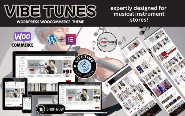 VibeTunes Musical Instruments Audio Equipment WooCommerce WordPress Temasi